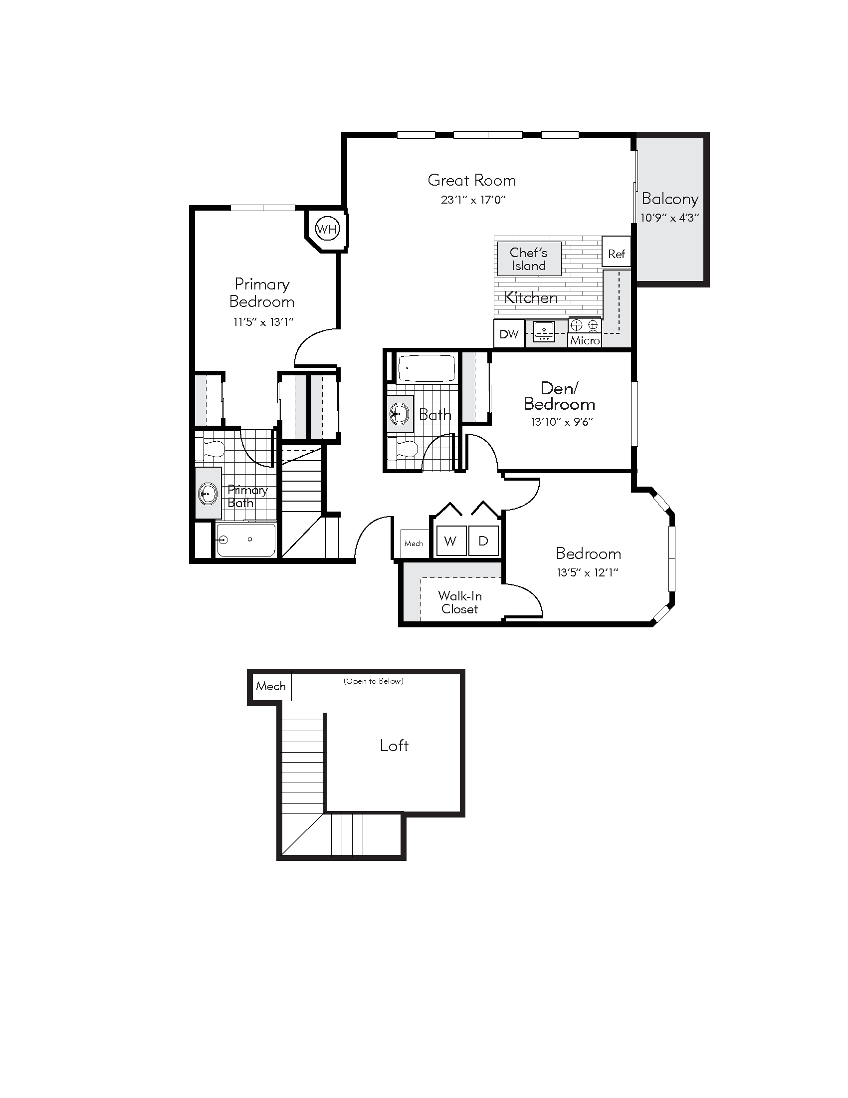 the floor plan of a luxury apartment at The Prescott at Concord